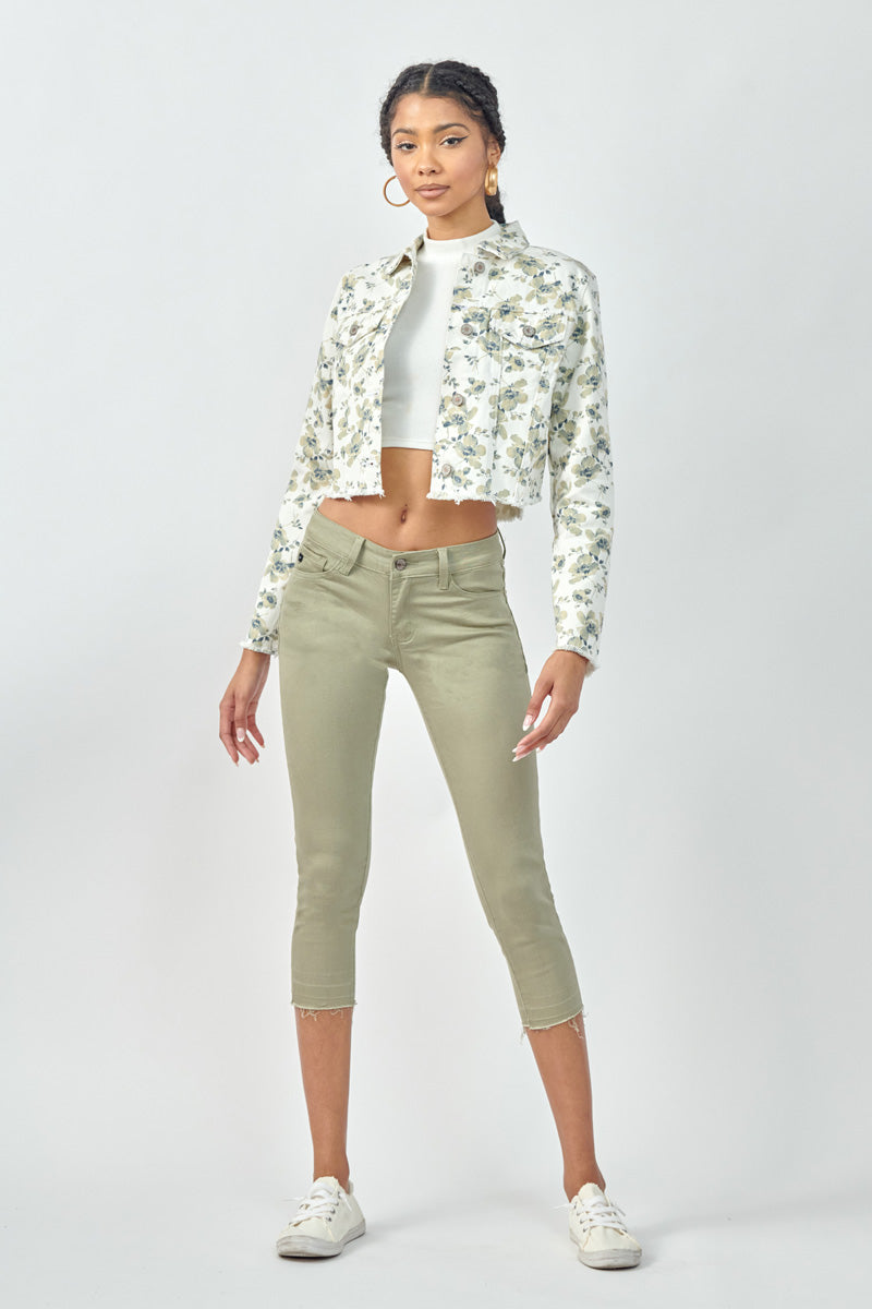 Paisley Floral Print Cropped Trucker Jacket - Official Kancan USA