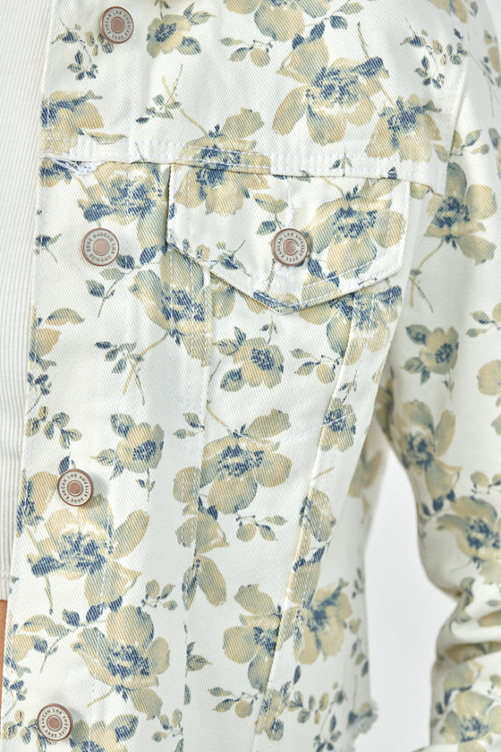 Paisley Floral Print Cropped Trucker Jacket - Official Kancan USA