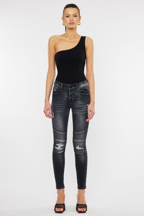 Peyton Mid Rise Moto Super Skinny Jeans - Official Kancan USA