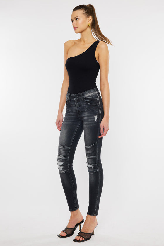 Peyton Mid Rise Moto Super Skinny Jeans - Official Kancan USA