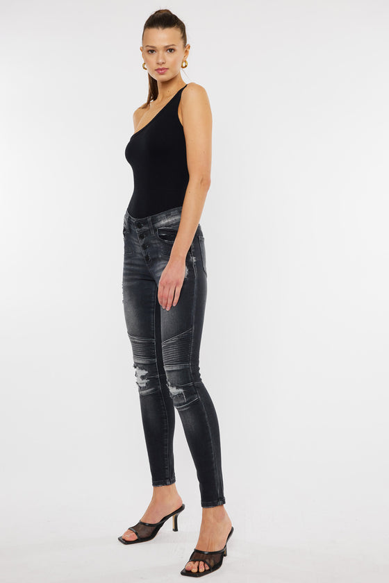 Peyton Mid Rise Moto Super Skinny Jeans - Official Kancan USA