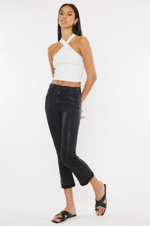  Rosé High Rise Faux Leather Kick-Flare Pants - Official Kancan USA