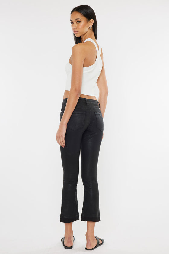 Rosé High Rise Faux Leather Kick-Flare Pants - Official Kancan USA