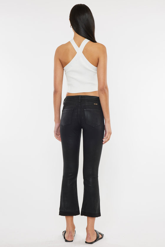 Rosé High Rise Faux Leather Kick-Flare Pants - Official Kancan USA