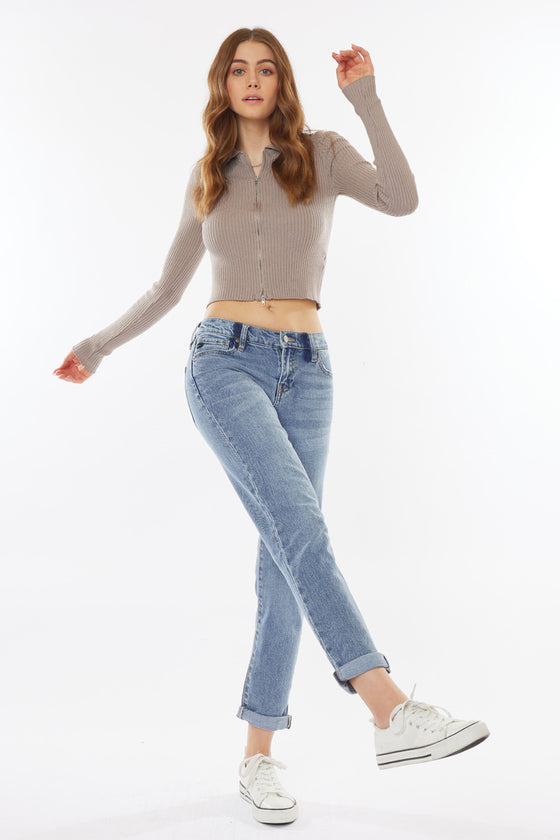 Lindsey Mid Rise Slim Boyfriend Jeans - Official Kancan USA