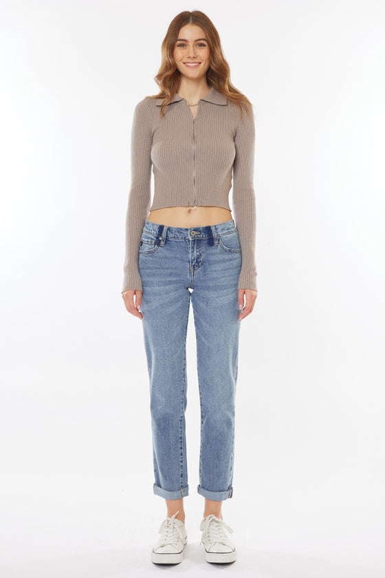 Lindsey Mid Rise Slim Boyfriend Jeans - Official Kancan USA