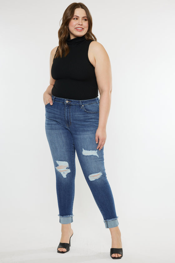 Stevie Mid Rise Ankle Skinny Jeans (Plus Size) - Official Kancan USA