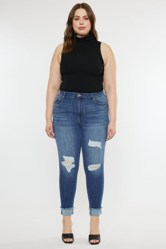 Stevie Mid Rise Ankle Skinny Jeans (Plus Size) - Official Kancan USA