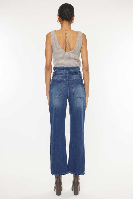 Kaas Ultra High Rise Belted Paperbag Straight Leg Jeans - Official Kancan USA