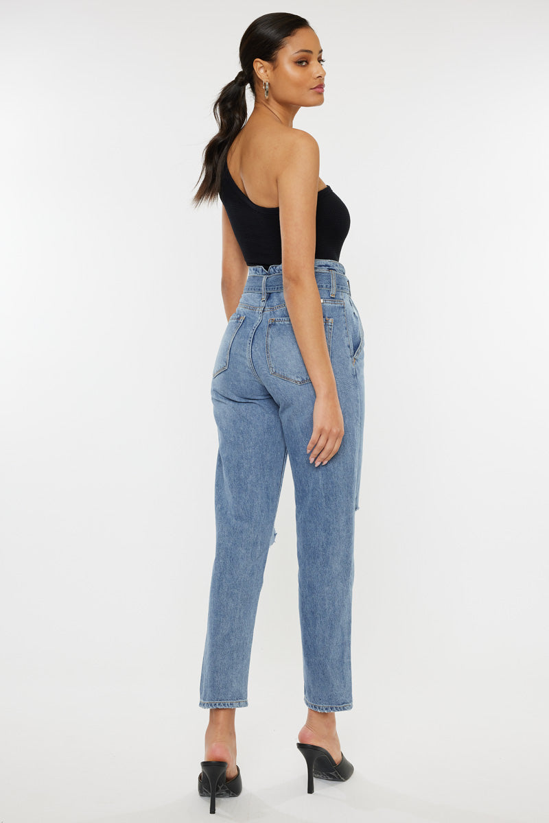 Blossom Ultra High Rise Belted Mom Jeans - Official Kancan USA