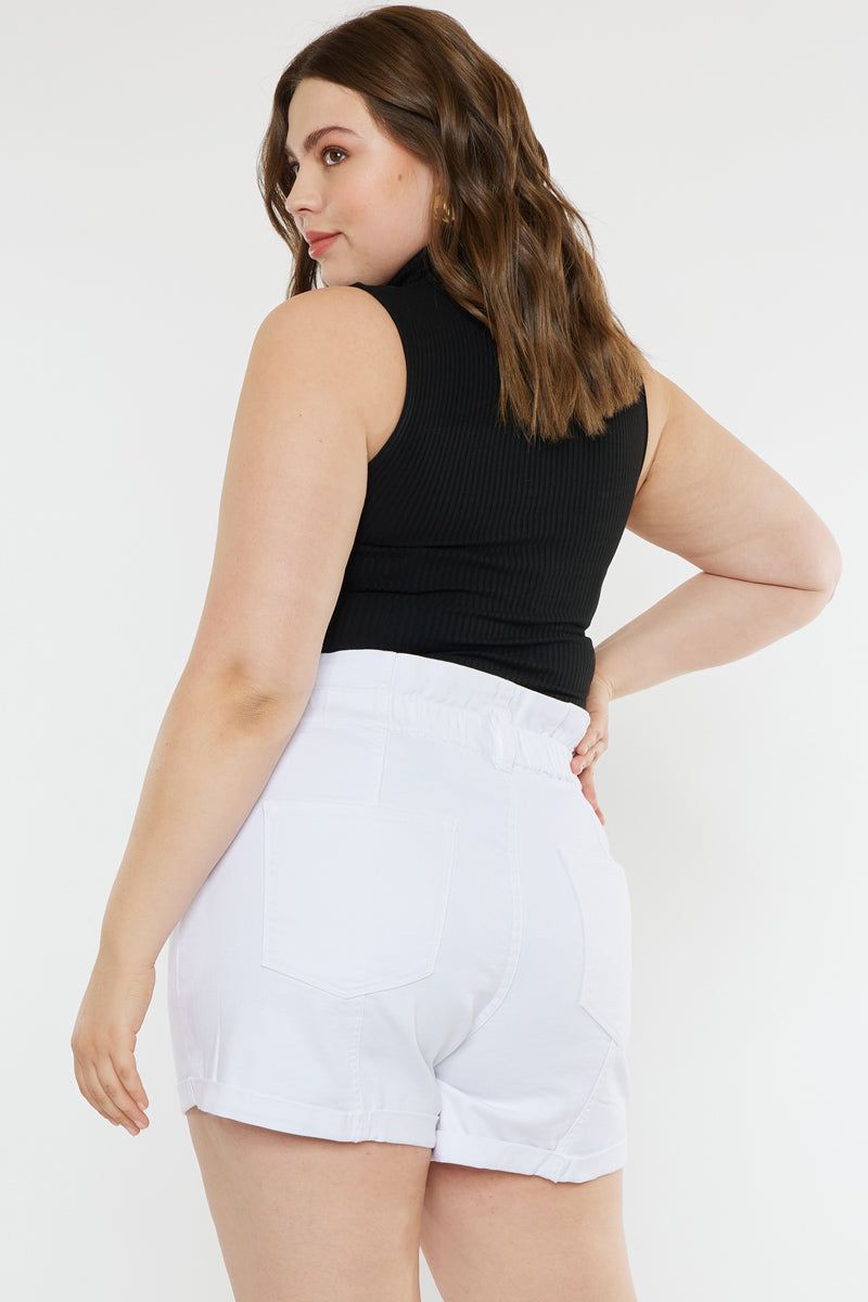 White high waisted shorts plus size sale