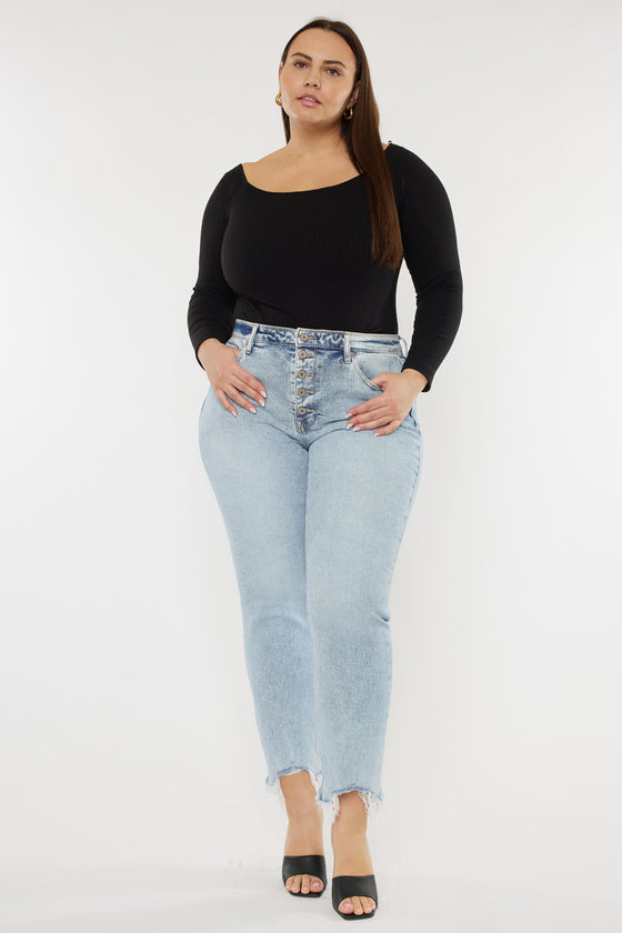 Mapel High Rise Slim Straight Jeans (Plus Size) - Official Kancan USA