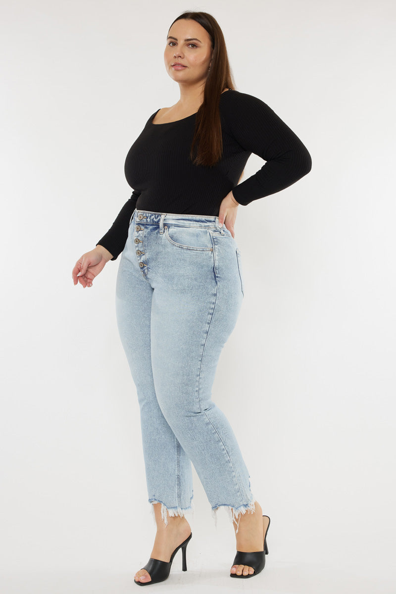 Mapel High Rise Slim Straight Jeans (Plus Size) - Official Kancan USA