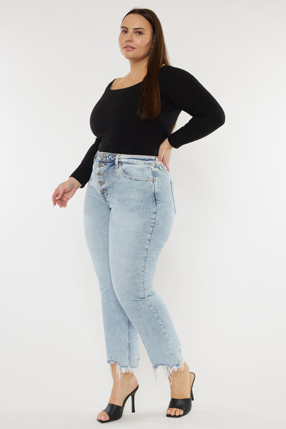 Mapel High Rise Slim Straight Jeans (Plus Size) - Official Kancan USA