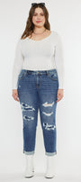 Jayleen Mid Rise Slim Boyfriend Jeans (Plus Size) - Official Kancan USA