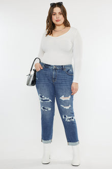 Jayleen Mid Rise Slim Boyfriend Jeans (Plus Size) - Official Kancan USA