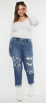 Jayleen Mid Rise Slim Boyfriend Jeans (Plus Size) - Official Kancan USA