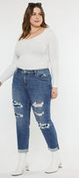 Jayleen Mid Rise Slim Boyfriend Jeans (Plus Size) - Official Kancan USA