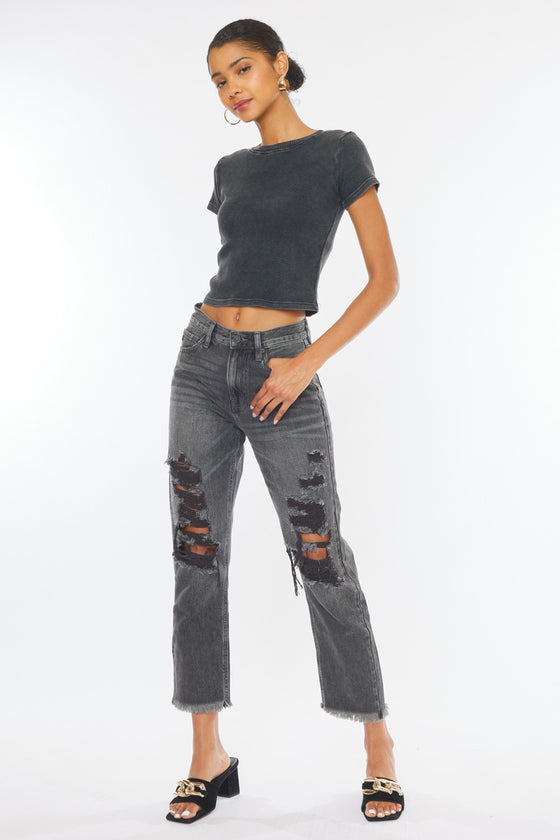 Zara High Rise Slim Straight Jeans - Official Kancan USA