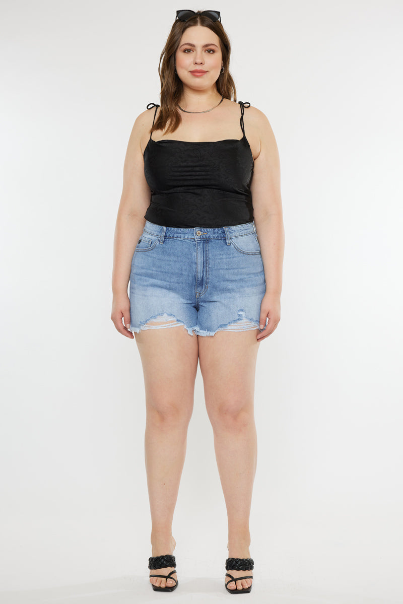 Isabelle Ultra High Rise Mom Shorts Plus Size Official Kancan USA