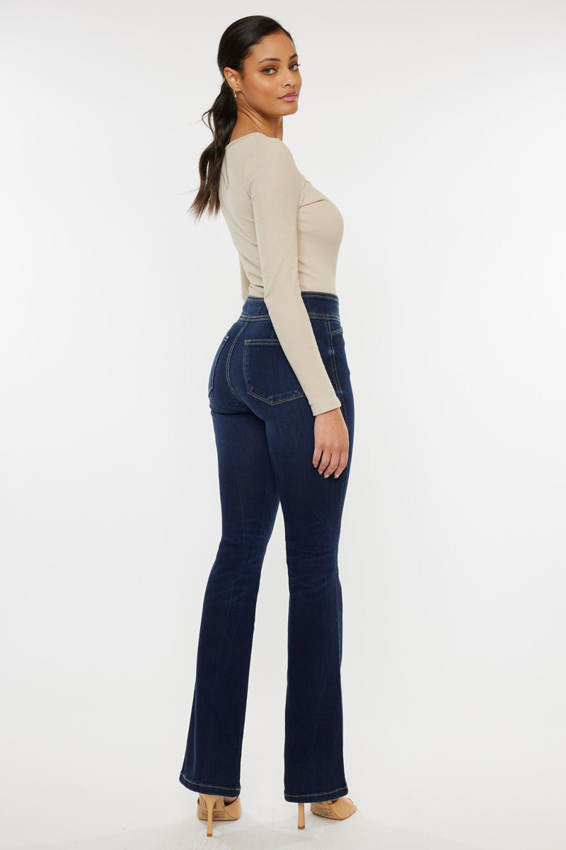 Seren High Rise Exposed Button Bootcut Jeans - Official Kancan USA