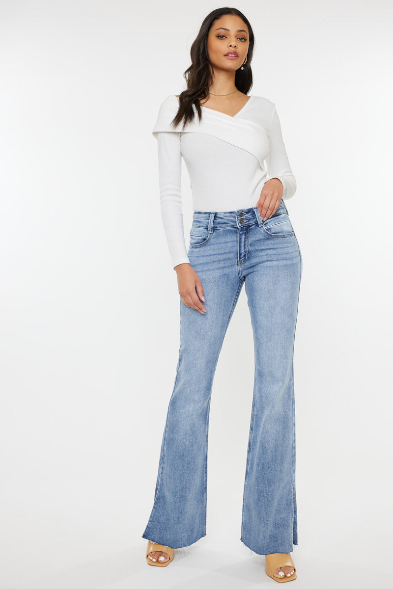 Selena Mid Rise Double Waist Band Flare – Official Kancan USA