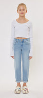Halo Mid Rise Mini Mom Kid Jeans - Official Kancan USA