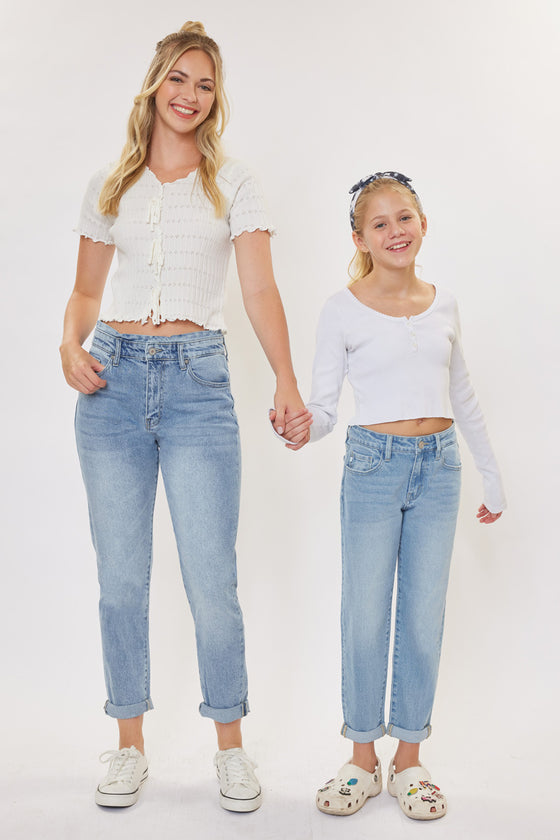 Halo Mid Rise Mini Mom Kid Jeans - Official Kancan USA