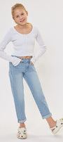 Halo Mid Rise Mini Mom Kid Jeans - Official Kancan USA