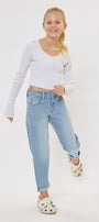 Halo Mid Rise Mini Mom Kid Jeans - Official Kancan USA