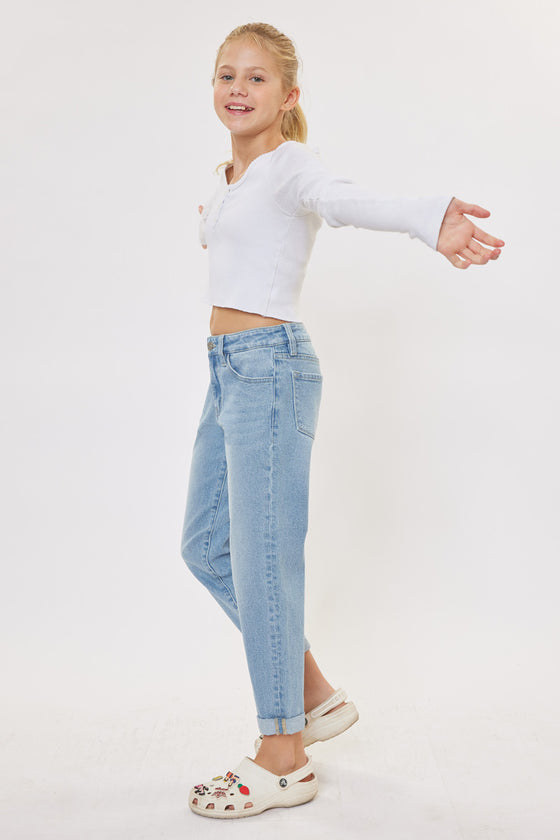 Halo Mid Rise Mini Mom Kid Jeans - Official Kancan USA