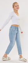 Halo Mid Rise Mini Mom Kid Jeans - Official Kancan USA