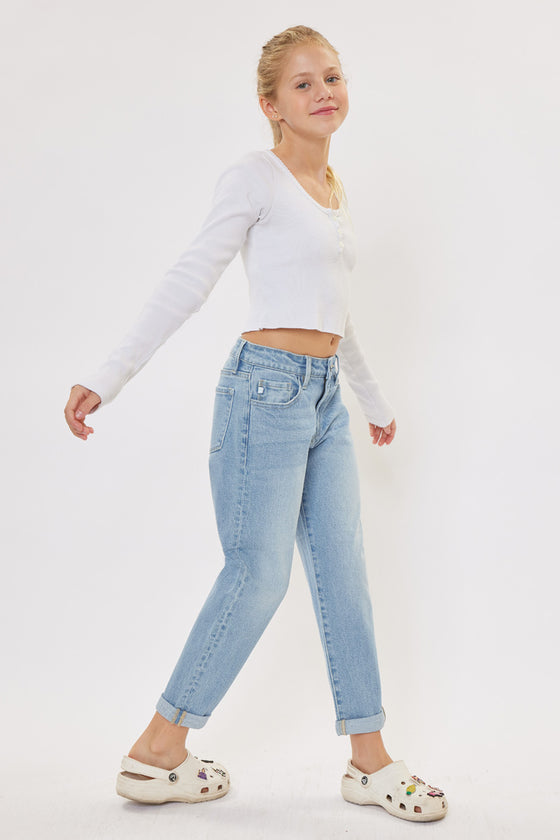 Halo Mid Rise Mini Mom Kid Jeans - Official Kancan USA