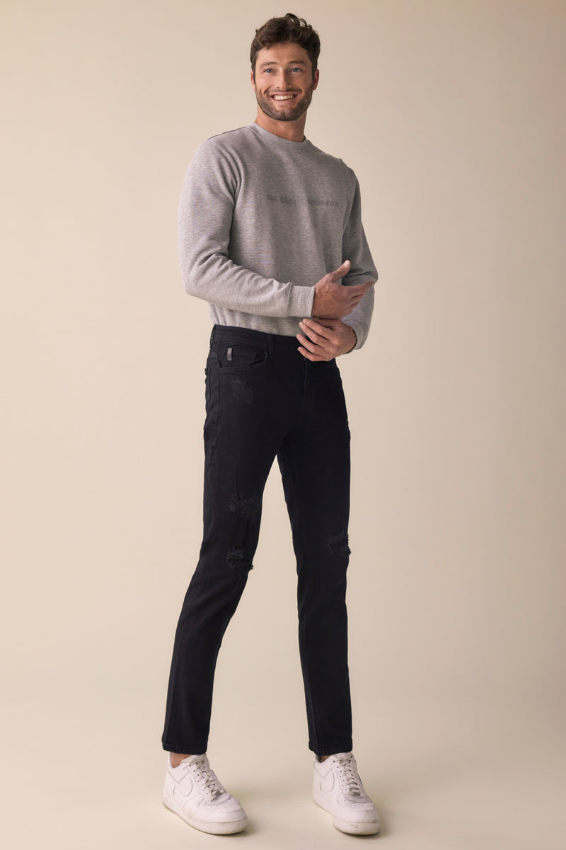 Jeddie Black Distressed Slim Straight - Official Kancan USA