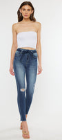 Sunny Ultra High Rise Belted Ankle Skinny Jeans - Official Kancan USA