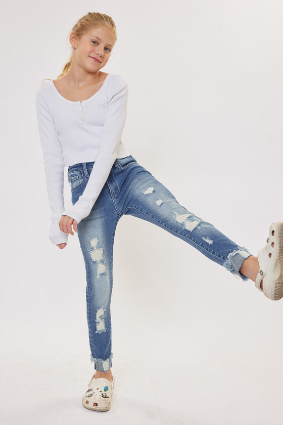 Cole High Rise Ankle Skinny Kid Jeans - Official Kancan USA