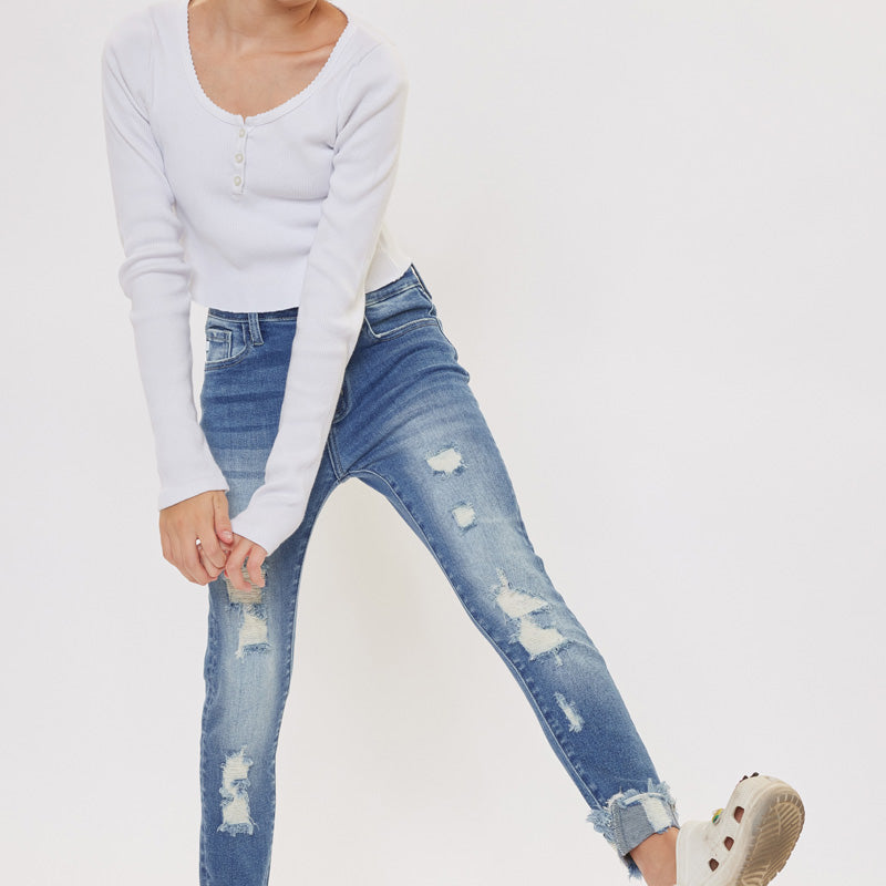 Cole High Rise Ankle Skinny Kid Jeans - Official Kancan USA
