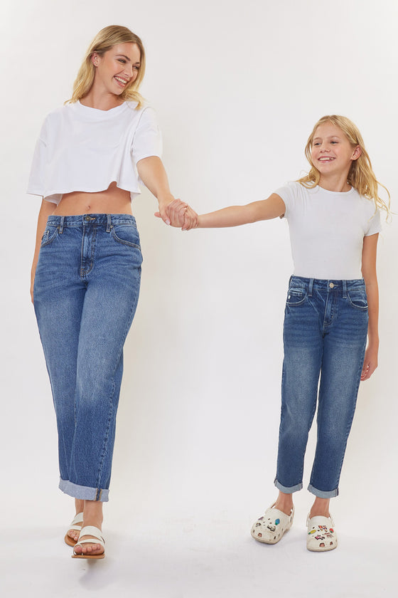 Halo Mid Rise Mini Mom Kid Jeans - Official Kancan USA