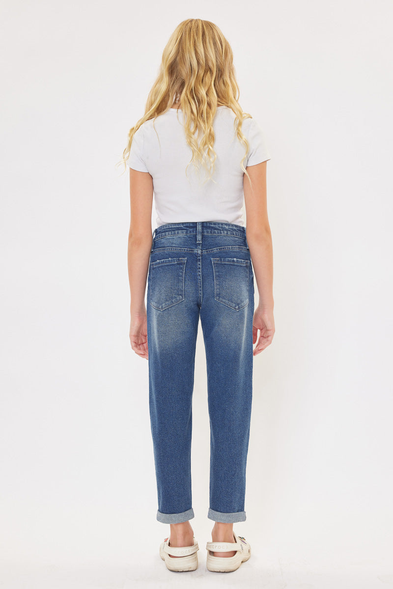 Halo Mid Rise Mini Mom Kid Jeans - Official Kancan USA